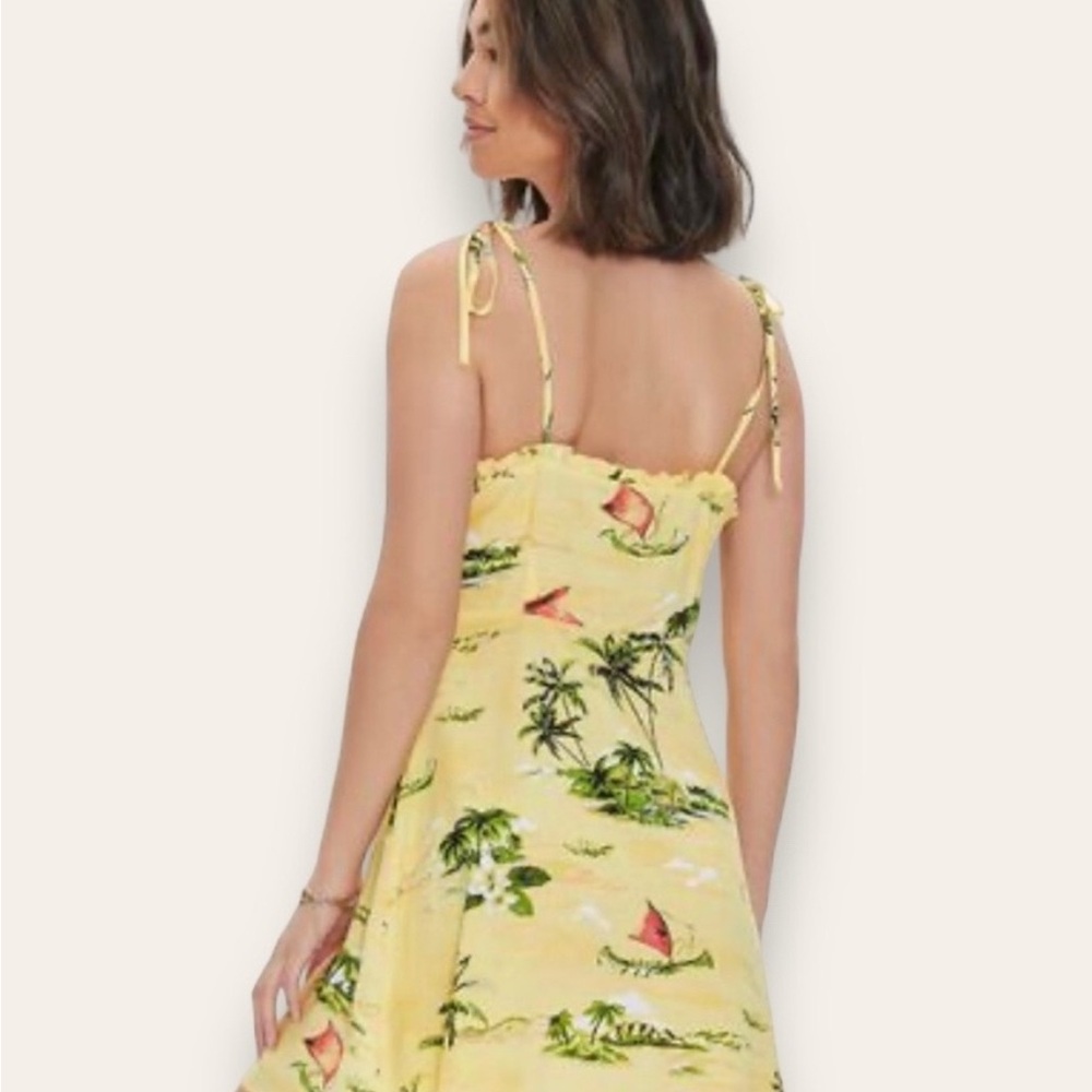 Yellow Tropical Print Dress